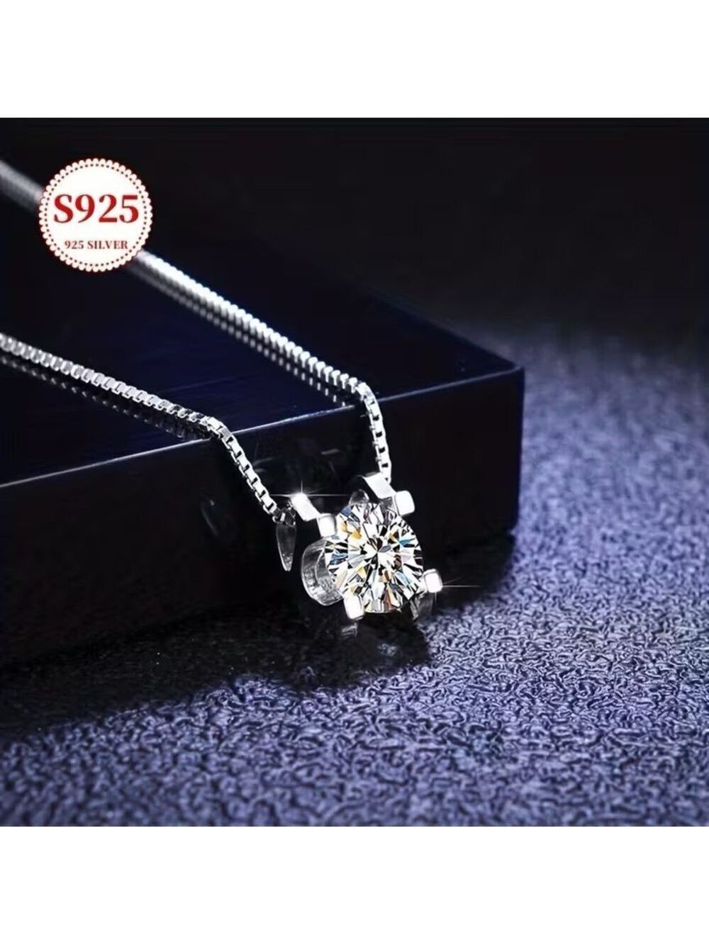925 Silver Necklace with 2 ct. Crystal Pendant